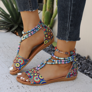 Καλοκαιρινά, νέας τεχνολογίας, ρωμαϊκά σανδάλια με φερμουάρ στην πλάτη και ανοιχτά δάχτυλα, με επίπεδο κάτω μέρος, άνετα, casual και ευέλικτα.