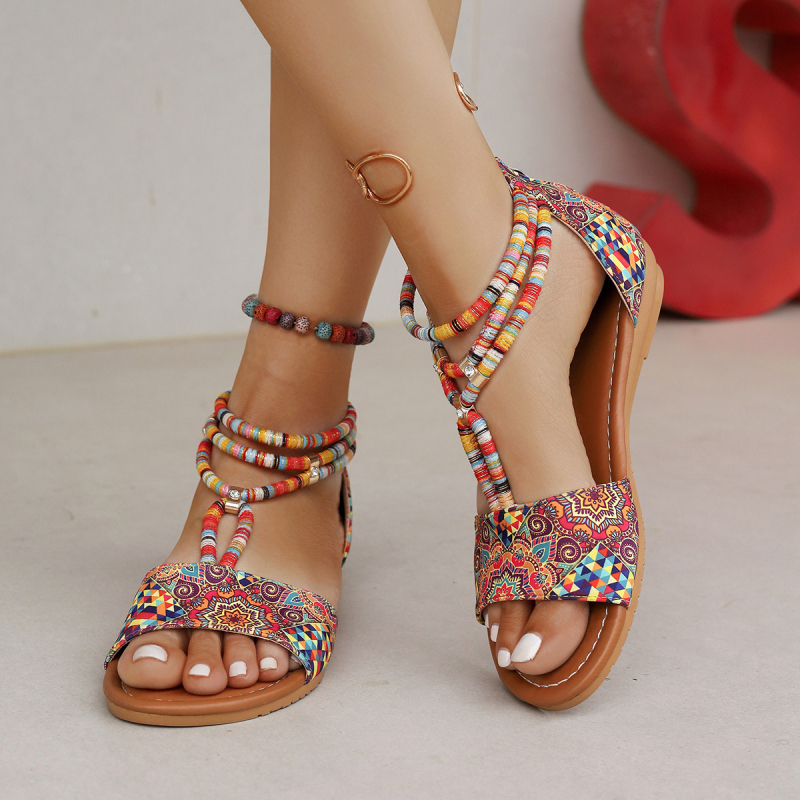 Sandale romane de vară cu vârful deschis, cu fund plat, casual, confortabile și versatile, în stil nou