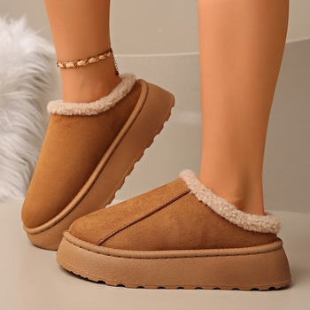 25 есенни и зимни нови снежни ботуши с дебела подметка за жени, износ от трансграничен модел, голям размер, пухкави пръсти, с поларена подплата, удебелени памучни обувки