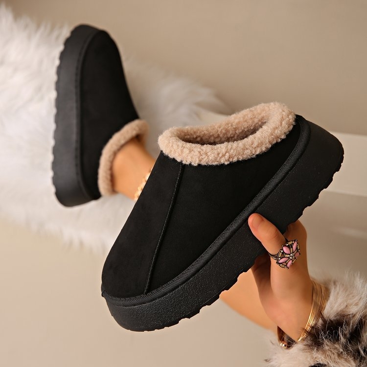 25 есенни и зимни нови снежни ботуши с дебела подметка за жени, износ от трансграничен модел, голям размер, пухкави пръсти, с поларена подплата, удебелени памучни обувки