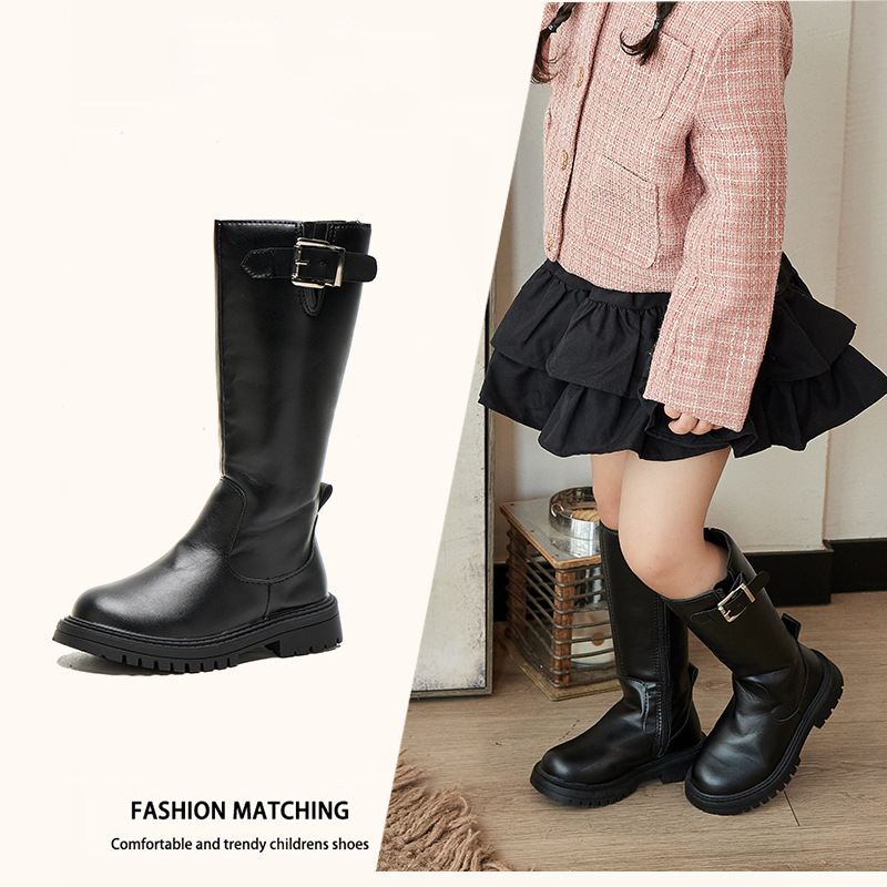 Mergaičių aukštaauliai, stilingi minkšti padai, universalūs aulinukai, vidutinio ir didelio dydžio vaikiški 2025 m. rudens ir žiemos batai „Catwalk Performance Princess“ odiniai aulinukai