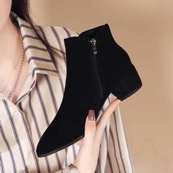 Ghete Martin online pentru celebrități pentru femei în 2022 toamna și iarna, stil coreean nou, cizme scurte cu toc gros, cizme subțiri cu vârf și ascuțit, la modă