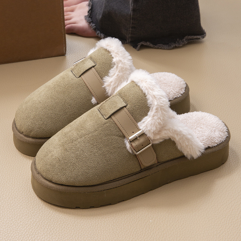 Birkenstock Чехли Дамски Зимни с полар подплата Нови 2024 Бременни Дамски Обувки Mao Mao Домашни Топли Памучни Чехли с Дебела Подметка Дамско Връхно Облекло