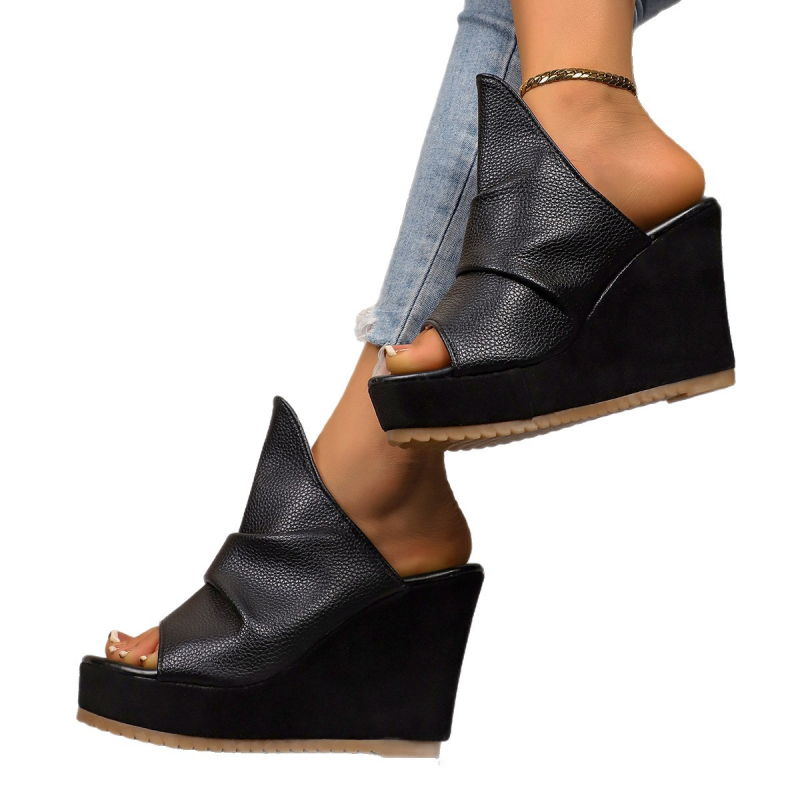 Sandale cu platformă de dimensiuni mari europene și americane pentru femei 2025 vara nouă uzură exterioară Fish Mouth pantofi 43 mărimea transfrontalieră cu talpă groasă flip-flops