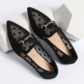 Ženske cipele s oštrim vrhom, ravne, točkaste, mrežaste, velike veličine 41-43, pojedinačne cipele, proljetni i ljetni stil, šuplje, prozračne sandale