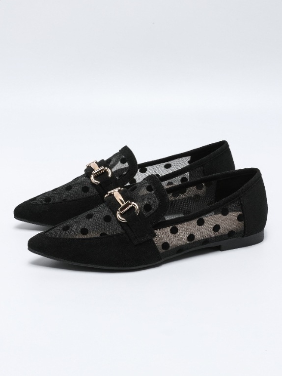 Ženske cipele s oštrim vrhom, ravne, točkaste, mrežaste, velike veličine 41-43, pojedinačne cipele, proljetni i ljetni stil, šuplje, prozračne sandale