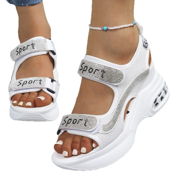 Väliskaubanduse suured platvormsandaalid naistele 2025. aasta suvised uued stiilid kivikestega kiri takjapaelaga vabaaja spordisandaalid