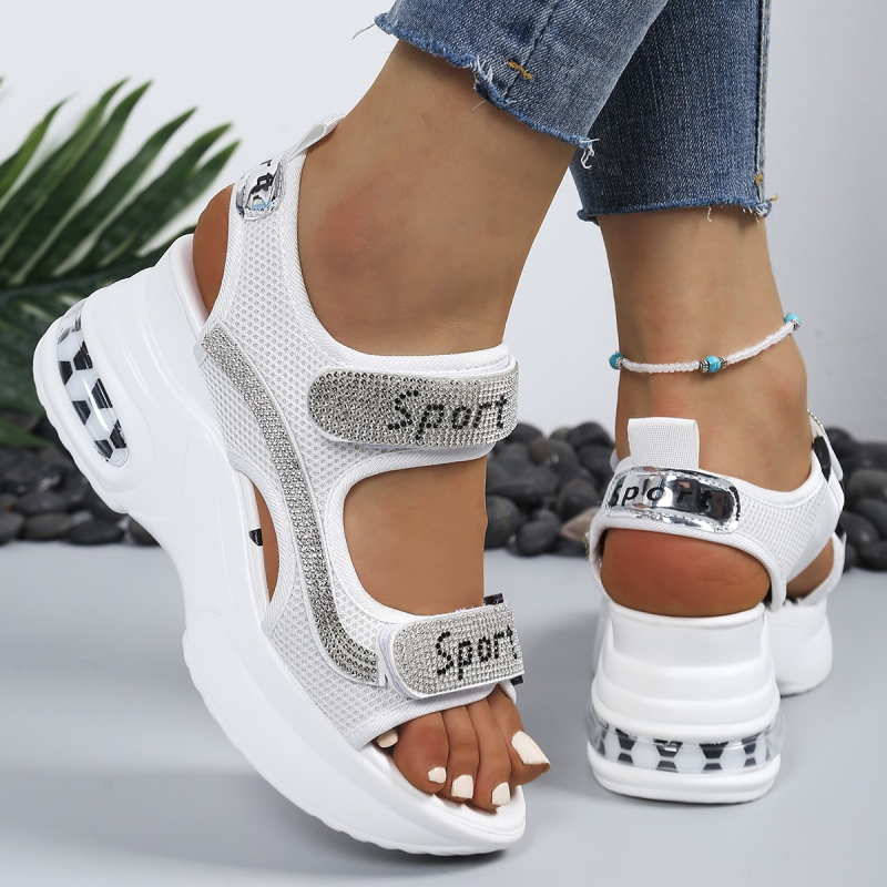 Väliskaubanduse suured platvormsandaalid naistele 2025. aasta suvised uued stiilid kivikestega kiri takjapaelaga vabaaja spordisandaalid