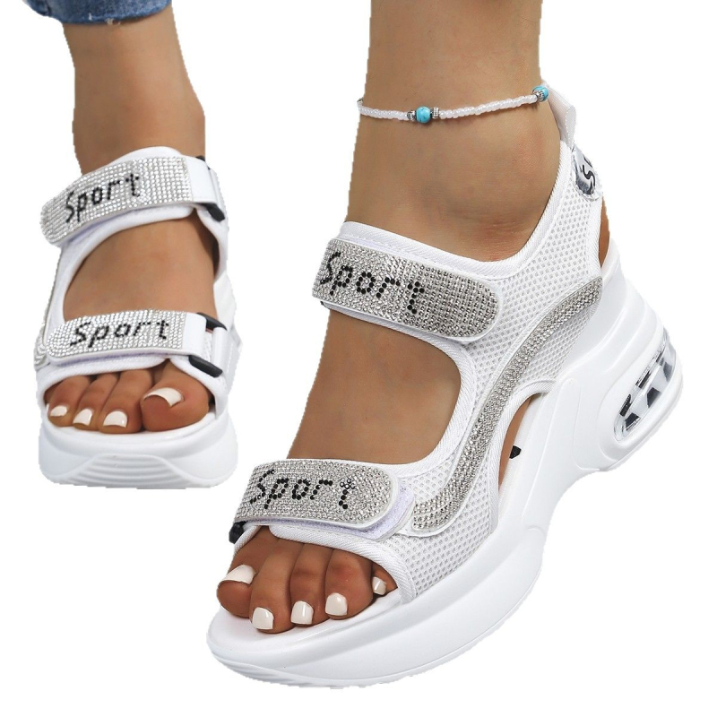 Väliskaubanduse suured platvormsandaalid naistele 2025. aasta suvised uued stiilid kivikestega kiri takjapaelaga vabaaja spordisandaalid