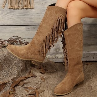 Ležerne Joker čizme za jednu osobu 2024. Nove prekogranične, veće veličine, jesenske, špicaste, debele, srednje bačvaste, s jednobojnim ženskim martin čizmama