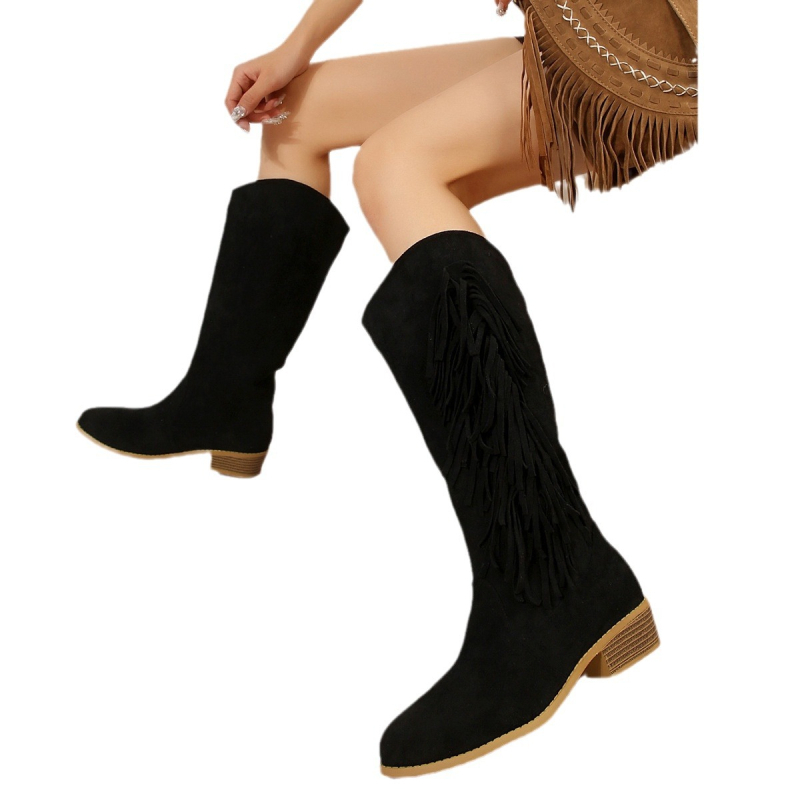 Ležerne Joker čizme za jednu osobu 2024. Nove prekogranične, veće veličine, jesenske, špicaste, debele, srednje bačvaste, s jednobojnim ženskim martin čizmama