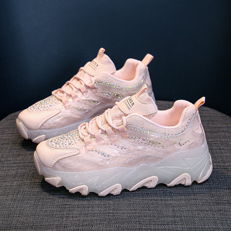 Pantofi sport casual din plasă Torre pentru femei 2025 primăvara și toamna noi cu strasuri jeleu respirabil talpă groasă pantofi cu plasă mărită