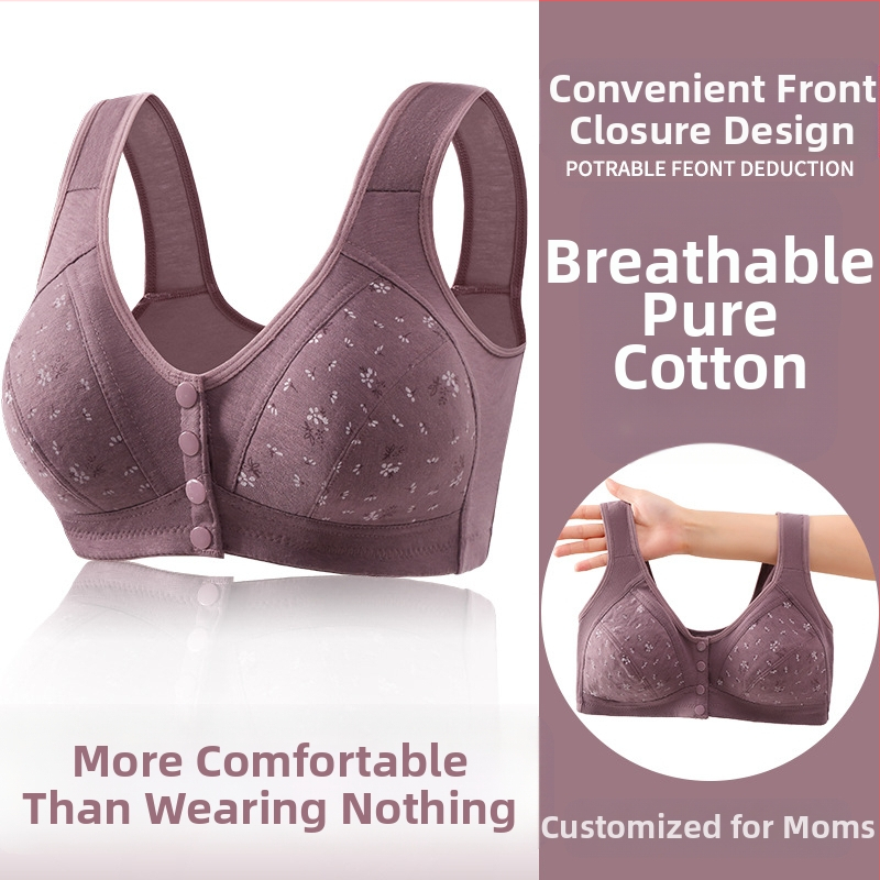 Ново бельо с катарама отпред, дамско, меко памучно, с щампа, за средна и по-възрастна възраст, сутиен, големи размери, дамско бельо