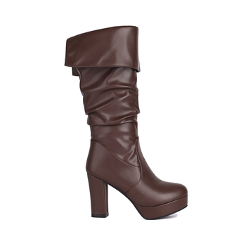 Ležerne viteške čizme, ženske kožne čizme, nove ženske čizme s rukavima, okrugli vrh, ženske cipele s visokom petom iz inozemstva iz 2023., dimne čizme, crne