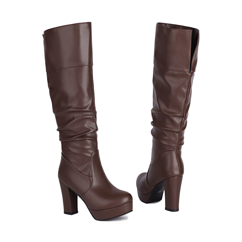 Ležerne viteške čizme, ženske kožne čizme, nove ženske čizme s rukavima, okrugli vrh, ženske cipele s visokom petom iz inozemstva iz 2023., dimne čizme, crne