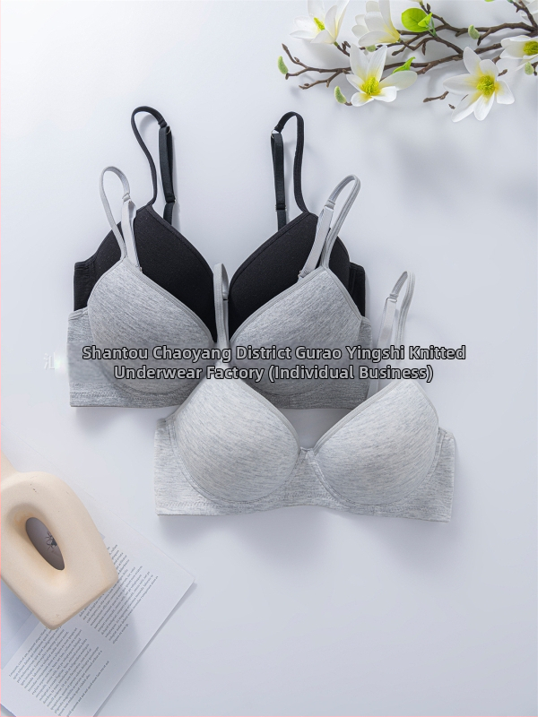 Spetsiaalne piiriülesele kuumale tüdrukule mõeldud rinnahoidja, hingav ja mugav sile puuvillane aluspesu terasest rõngaga kortsuva rinnahoidjaga