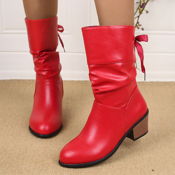 Cizme cu toc mediu pentru femei, mărime plus, toamna și iarna 2024, cizme Martin cu toc gros, albe, pentru studenți, cizme casual cu toc mediu, toc mediu, toamna și iarna