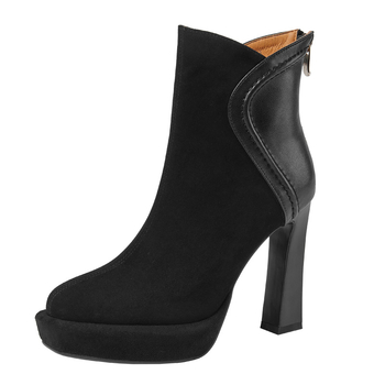 Nove modne ženske čizme za zimu 2023., udobne okrugle vrhove, visoke pete, kratke čizme na platformi, debeloj peti, jednoslojne čizme