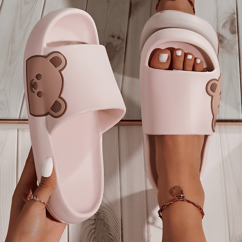 2025. aasta uued piiriülese otsetarnega naistele mõeldud armsa karukujundusega libisemisvastased sussid paksu tallaga libisemisvastased