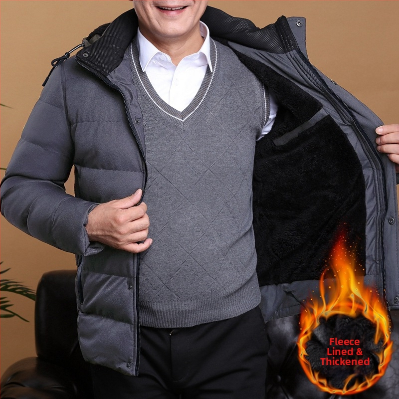 Мъжко зимно яке с полар, дебело топло и памучно подплатено, с памучна подплата, за мъже на бащино облекло