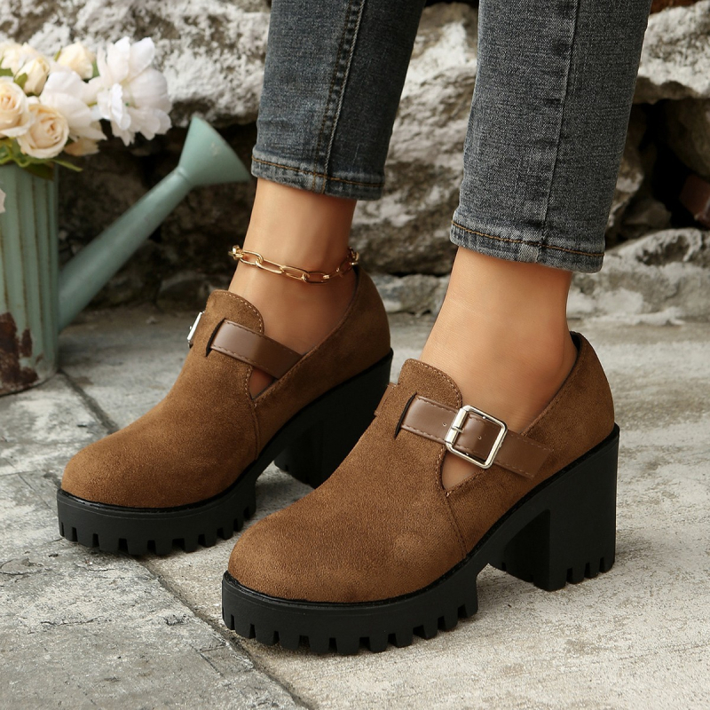 Pantofi de damă din piele, mocasini, 2025, primăvara nouă, Internet, celebrități, tocuri înalte, pantofi de damă, tocuri groase, stil britanic, pantofi la modă cu creștere în înălțime