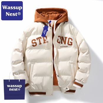 Wassup Nest võlts kaheosaline puuvillase polstriga meeste talvine kapuutsiga moebrändi udusulgedest puuvillase polstriga vabaaja mantel