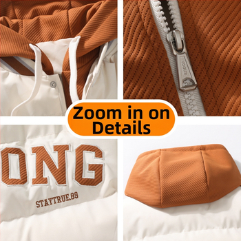 Wassup Nest ψεύτικο δύο τεμαχίων παλτό με βαμβάκι, ανδρικό χειμερινό παλτό με κουκούλα, μάρκας μόδας, πουπουλένιο παλτό με βαμβάκι, casual, ασορτί παλτό