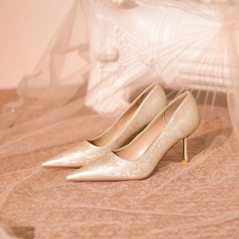 Nišne francuske elegantne visoke potpetice, nove kineske zelene ženske cipele s tankom petom, šiljaste, plitke, za jednu osobu