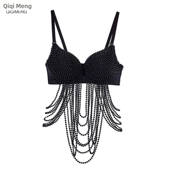 Europski i američki prekogranični noćni klub glazbeni festival seksi biserni resasti grudnjak riblje kosti modni slatki začinjeni rock stil noktiju perlica remen