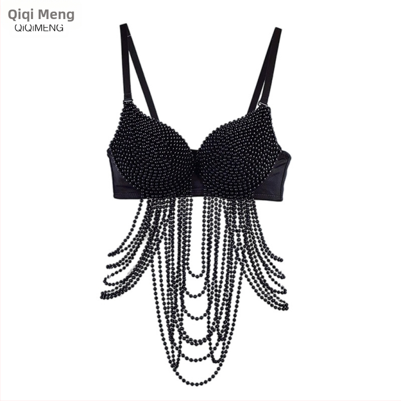 Europski i američki prekogranični noćni klub glazbeni festival seksi biserni resasti grudnjak riblje kosti modni slatki začinjeni rock stil noktiju perlica remen