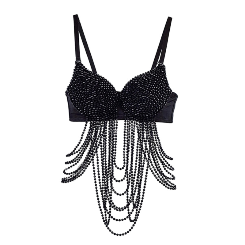 Europski i američki prekogranični noćni klub glazbeni festival seksi biserni resasti grudnjak riblje kosti modni slatki začinjeni rock stil noktiju perlica remen