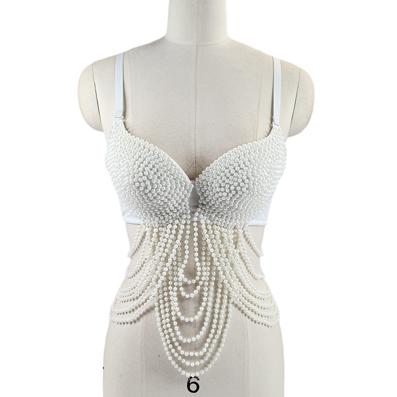 Europski i američki prekogranični noćni klub glazbeni festival seksi biserni resasti grudnjak riblje kosti modni slatki začinjeni rock stil noktiju perlica remen