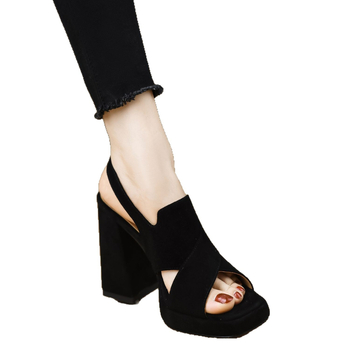 Γυναικεία Σανδάλια με Χοντρό Τακούνι 2025 Καλοκαίρι Νέο Στυλ Χοντρό Σόλα Αδιάβροχη Πλατφόρμα Κούφια Μαύρα Ψηλοτάκουνα Γυναικεία Παπούτσια