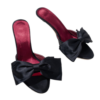 Εξωτερικό Εμπόριο 2025 Καλοκαίρι Νέα Γυναικεία Παπούτσια Ροζ Κόκκινα Διακοσμημένα με Φιόγκο Ψηλοτάκουνα Κούφια Πλάτη Στιλέτο Μοντέρνα Σανδάλια για Γυναίκες