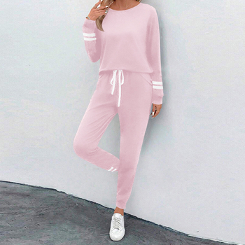 Διασυνοριακό Αποκλειστικό Απλό Μοντέρνο Ευρωπαϊκό και Αμερικανικό Σετ Οικιακής Χρήσης Γαλάζιου Μεταξωτού Ριγέ Μανσέτες Casual Φορετές Πιτζάμες για Γυναικεία