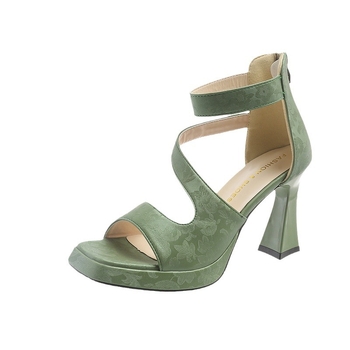 Καλοκαιρινά Νέα Γυναικεία Ψηλοτάκουνα Σανδάλια με Λεπτό Τακούνι και Τετράγωνη Μύτη, Μοντέρνα, Γυναικεία Σανδάλια με Φερμουάρ στο Πίσω, Νέα Κινέζικου Στυλ