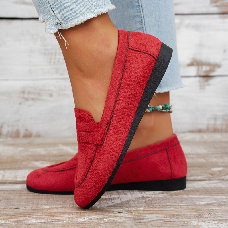 Pantofi sport retro transfrontalieri plus size pentru femei 2025, cu vârf rotund, din piele întoarsă, franceză, fără slip, eleganti, cu fasole, pentru femei