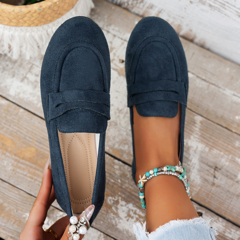 Pantofi sport retro transfrontalieri plus size pentru femei 2025, cu vârf rotund, din piele întoarsă, franceză, fără slip, eleganti, cu fasole, pentru femei