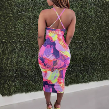Rochie slim cu imprimeu, fără spate, de pe Amazon AliExpress Europa și Statele Unite, 2024