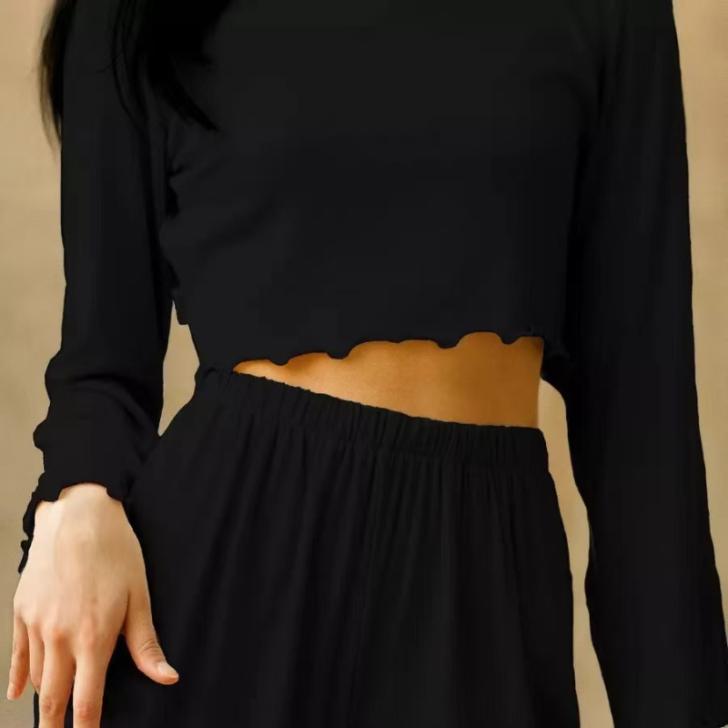 Pijamale tricotate cu guler rotund, din două piese, prietenoase cu pielea, moi, pentru femei, Wildberries, cu mânecă lungă, cu model transfrontalier