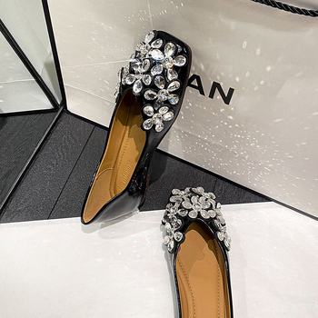 Νέα Φθινοπωρινά Παπούτσια Μονής Επίστρωσης 2023, Ολόσωμες Γόβες με Ρηχό Στόμα και Τετράγωνη Δάχτυλη, Κομψά Παπούτσια με Μπιζέλια, στρας, Γυναικεία Παπούτσια Plus Size 41-43