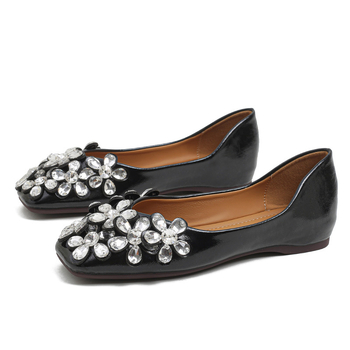 Νέα Φθινοπωρινά Παπούτσια Μονής Επίστρωσης 2023, Ολόσωμες Γόβες με Ρηχό Στόμα και Τετράγωνη Δάχτυλη, Κομψά Παπούτσια με Μπιζέλια, στρας, Γυναικεία Παπούτσια Plus Size 41-43