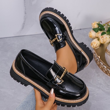 Ženske kožne cipele britanskog stila za proljeće i jesen 2025. Novi model, prekogranična trgovina, retro obojene cipele, ležerne ravne cipele s debelom petom i debelim potplatom