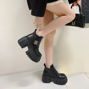 Male ženske super visoke debele pete, platforma, udobne gležnjače za sve stilove, britanske svakodnevne ležerne modne čizme