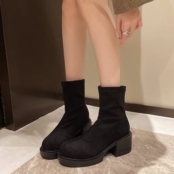 Pantofi Martin cu talpă groasă pentru femei, toamna și iarna 2024, nouă stație europeană, cu tub scurt, la modă, asortate, cizme subțiri, mici, scurte, pantofi cu bumbac, pentru femei