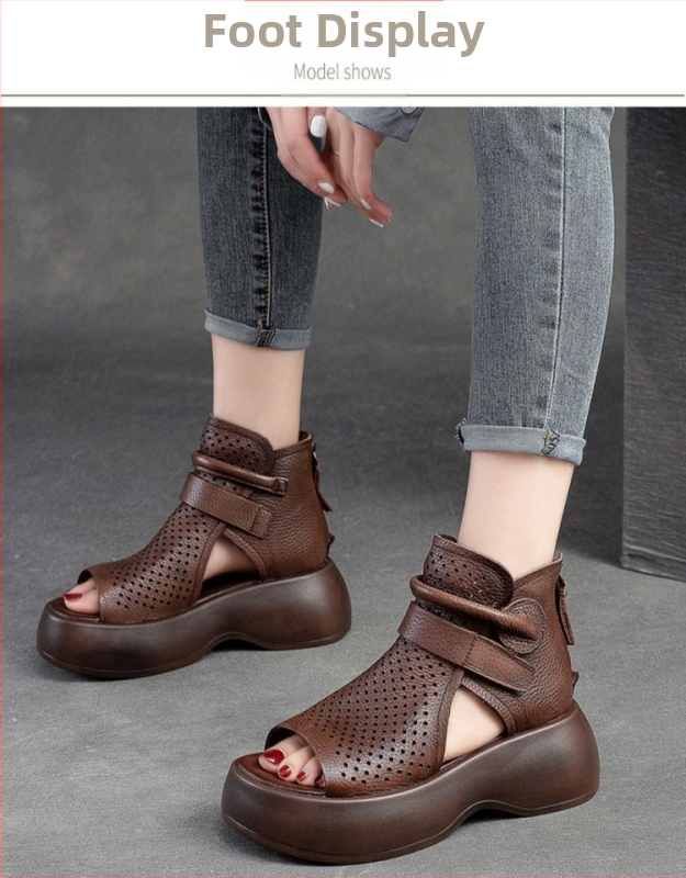 Sandale cu platformă groasă, cu fermoar spate, impermeabile, respirabile, plus mărime, pentru primăvară și vară, pentru comerț exterior, plus mărimea 43