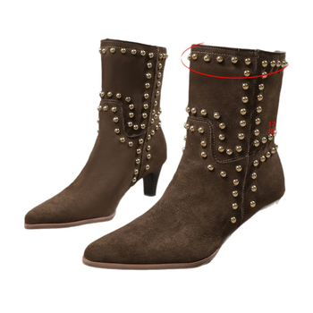 Kratke čizme za žene europskog i američkog stila s vanjskom trgovinom preko granice za debele pete 2025. Jesenske i zimske kratke modne čizme s zakovicama, personalizirane modne čizme