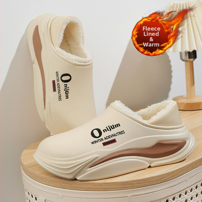 Памучни обувки за двойки, зимни, нов стил, външно носене, топли, с дебела подметка, мъжки обувки с полар, студоустойчиви, чанта с ток, памучни чехли, дамски обувки