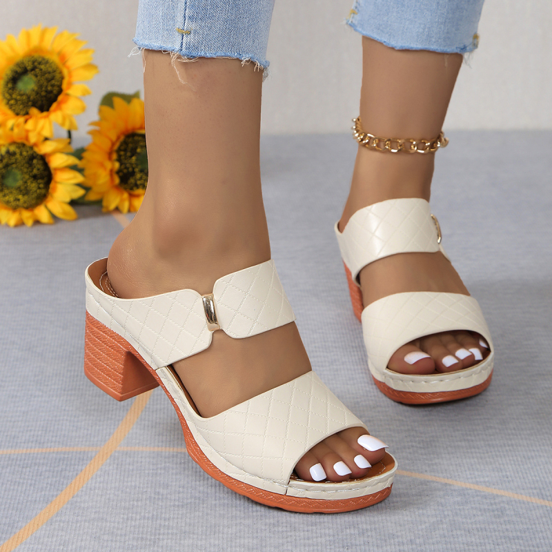 2024 Nove ljetne vanjske ženske cipele s visokom petom, modne ležerne sandale, prekogranične velike veličine, sandale s visokom petom za žene