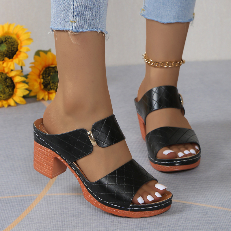 2024 Nove ljetne vanjske ženske cipele s visokom petom, modne ležerne sandale, prekogranične velike veličine, sandale s visokom petom za žene